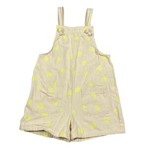 Zara Kids Youth Girls Size 3-4yrs Cream Polka Dot Neon Yellow Shortalls